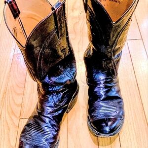 Black Leather Cowboy Boots